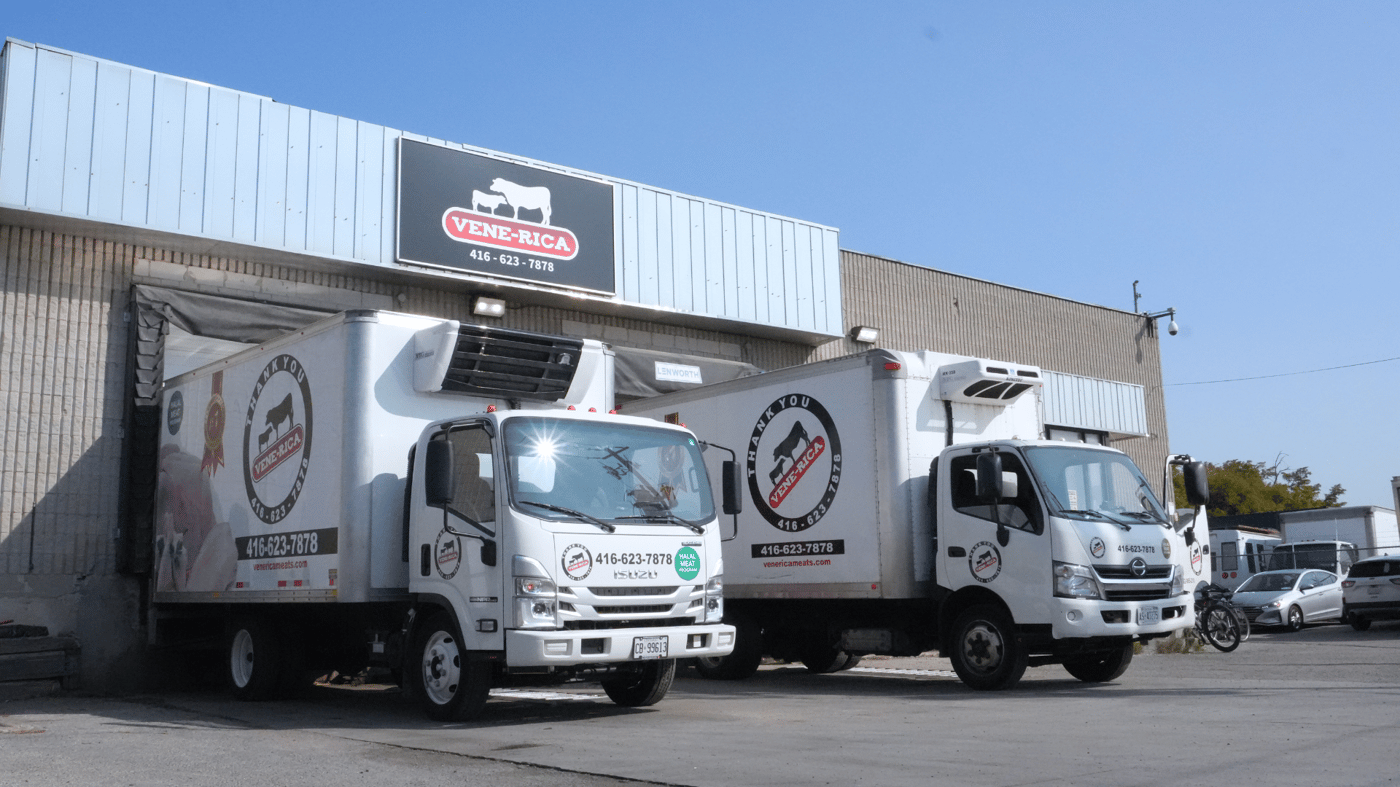 Venerica refrigerated delivery trucks at the Toronto facility